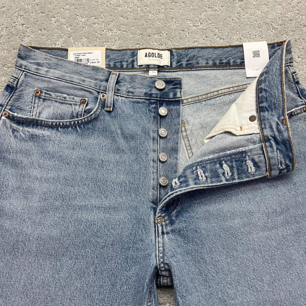 AGOLDE Jeans Size 30 Blue Regenerative Cotton Lana Mid Rise Vintage Straight NWT